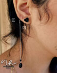 Silver Earrings Black