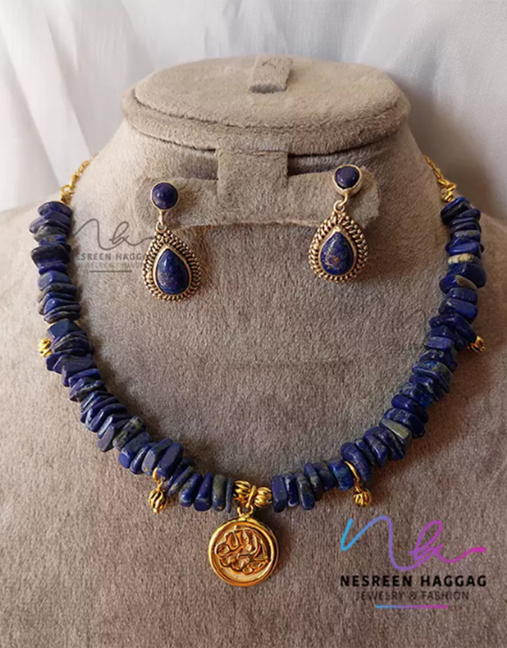 Silver Necklace and Earring Lapis Lazuli 1
